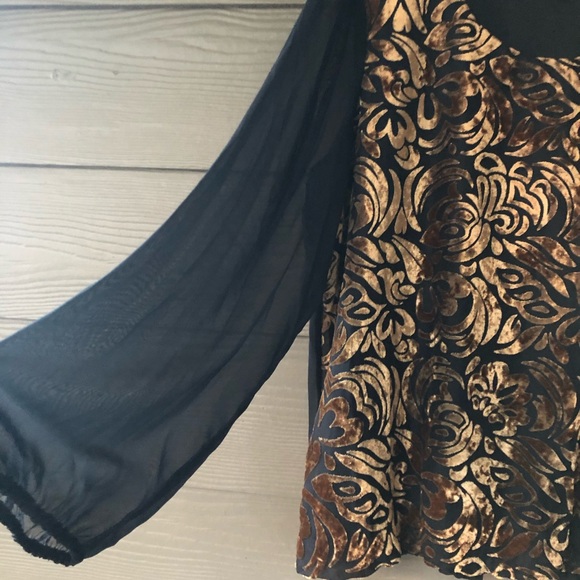 Style & Co black and gold velvet dress top XL - Picture 4 of 7